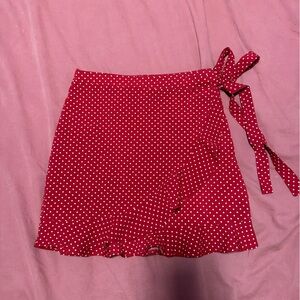 Nasty Gal Red Polka Dot Strapless Crop Top